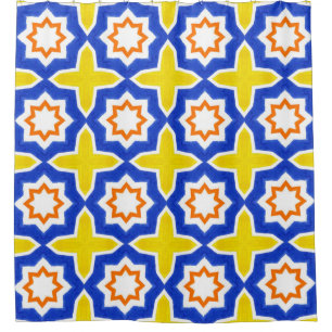Rideaux De Douche Carrelage portugais d'époque. Azulejos bleu et jau