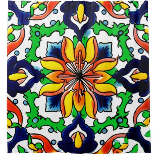 Rideaux De Douche Carrelage Talavera Mexicaine No 6 (Devant)