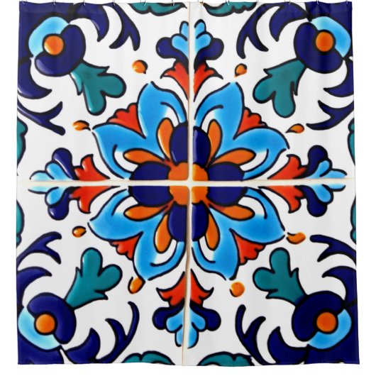 Rideaux De Douche Carrelage Talavera Mexicaine No 9 (Devant)