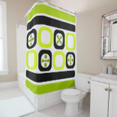 Rideaux De Douche Carrés d'art atomique rétro Chartreuse (En situation)
