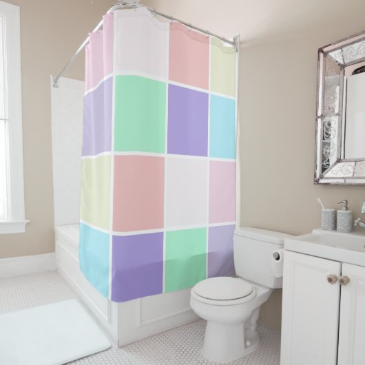 Rideaux De Douche Carrés de couleur Unicorn (En situation)