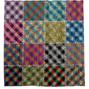 Rideaux De Douche Carrés de toile arrondie Patchwork Vintage