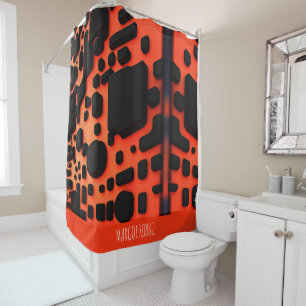 Rideaux De Douche Carrés et cercles 3D Orange Motif urbain