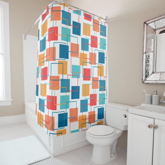 Rideaux De Douche Carrés et grands titres (En situation)