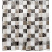 Rideaux De Douche Carrés Noir Blanc Marron (Devant)