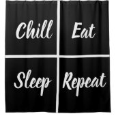 Rideaux De Douche Carrés Noirs Et Blancs Avec Des Mots Drôle (Devant)