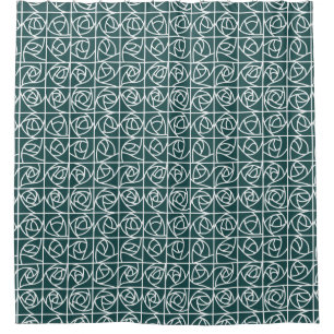 Rideaux De Douche Carrés Roses Art déco Stylisé vert floral
