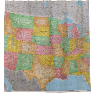 Rideaux De Douche Carte 3 des Etats-Unis