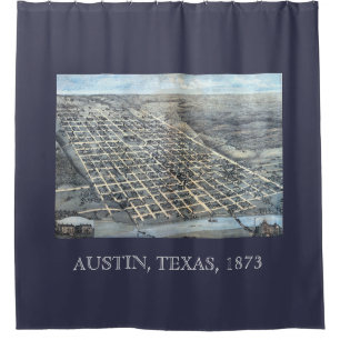 Rideaux De Douche Carte aérienne antique de la ville d'Austin, Texas