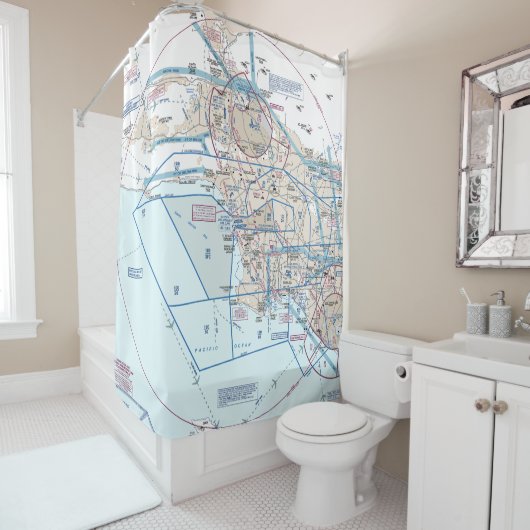 Rideaux De Douche Carte aéronautique (En situation)