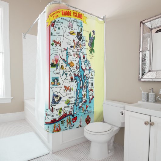 Rideaux De Douche Carte ancienne de Rhode Island (En situation)