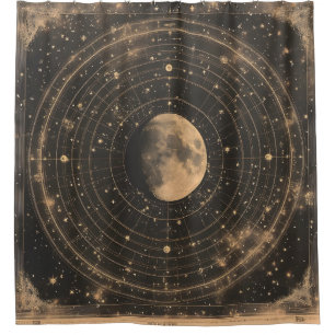 Rideaux De Douche Carte céleste lunaire vintage