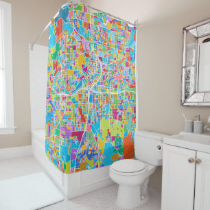 Rideaux De Douche Carte colorée d'Atlanta