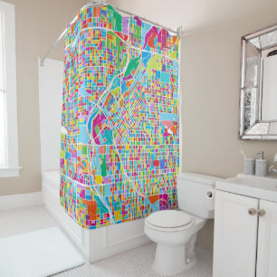Rideaux De Douche Carte colorée de Denver