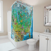 Rideaux De Douche Carte de bande dessinée des Etats-Unis (En situation)