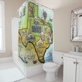 Rideaux De Douche Carte de bande dessinée du Texas (En situation)