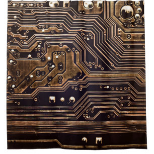Rideaux De Douche Carte de circuit en or. Matériel informatique élec