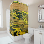 Rideaux De Douche carte de circuits informatiques, abstraite, a (En situation)