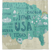 Rideaux De Douche Carte de griffonnage des Etats-Unis (Devant)