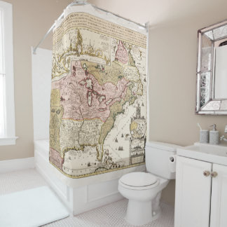 Rideaux De Douche Carte de la Nouvelle-France en français médiéval d
