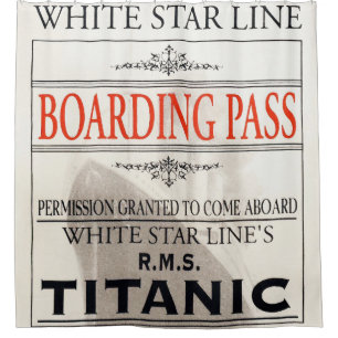 Rideaux De Douche Carte d'embarquement de la White Star Line du Tita