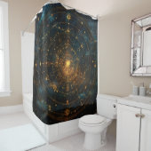 Rideaux De Douche Carte des étoiles célestes d'or (3) (En situation)