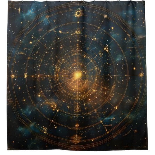 Rideaux De Douche Carte des étoiles célestes d'or (3) (Devant)