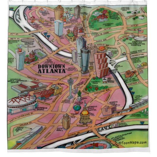 Rideaux De Douche Carte des loisirs Atlanta (Devant)
