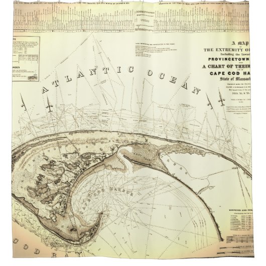 Rideaux De Douche Carte du Cap de Provincetown (Devant)