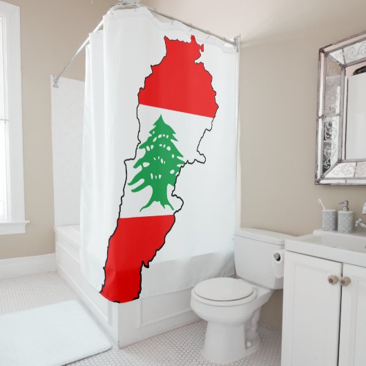 Rideaux De Douche Carte du Liban avec drapeau (En situation)