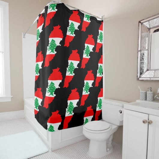 Rideaux De Douche Carte du Liban avec drapeau (En situation)