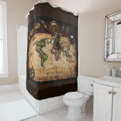 Rideaux De Douche Carte du monde Steampunk Olde (En situation)