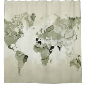 Rideaux De Douche Carte du monde vert clair 123 (Devant)