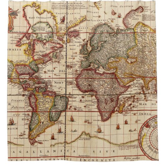 Rideaux De Douche Carte du monde vintage (Devant)