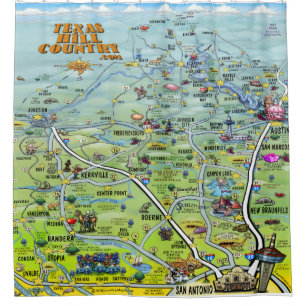 Rideaux De Douche Carte du pays de Texas Hill