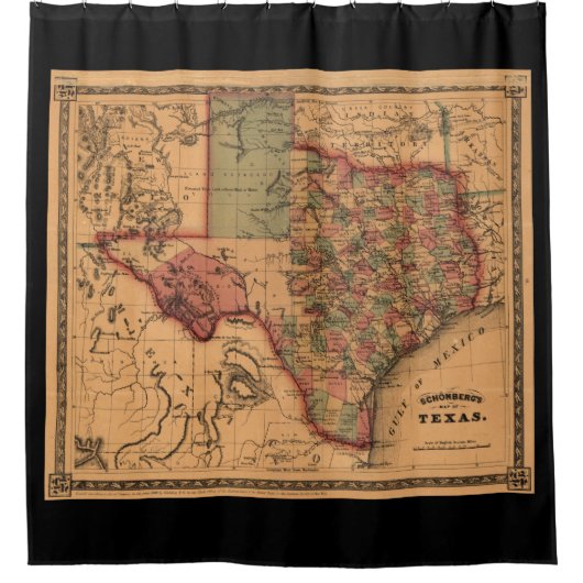 Rideaux De Douche Carte du Texas antique #1 (Devant)