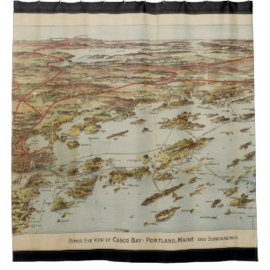 Rideaux De Douche Carte imagée vintage de Portland Maine (1906)