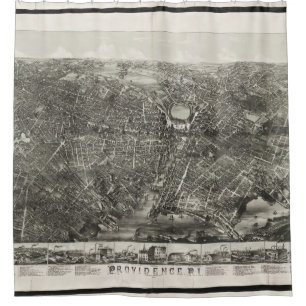 Rideaux De Douche Carte imagée vintage de Providence RI (1882)