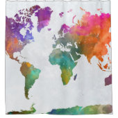 Rideaux De Douche Carte Mondiale De L'Aquarelle (Devant)