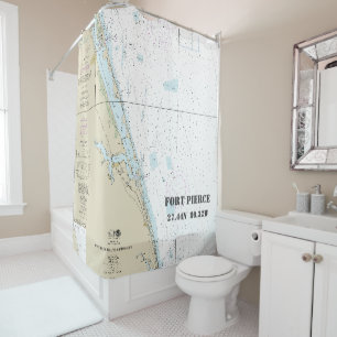 Rideaux De Douche Carte nautique Fort Pierce FL Longitude Latitude