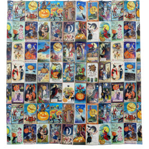 Rideaux De Douche Carte postale de cru de Halloween