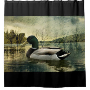 Rideaux De Douche Carte postale Patinée vintage Mallard Duck
