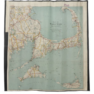 Rideaux De Douche Carte vintage de Cape Cod (1917)