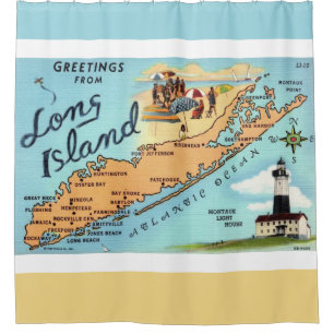 Rideaux De Douche Carte vintage de Long Island