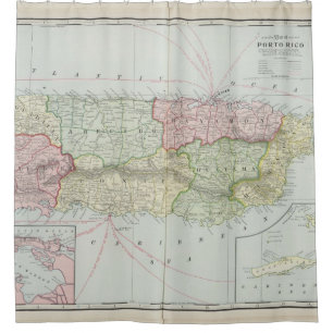 Rideaux De Douche Carte vintage de Porto Rico (1901)