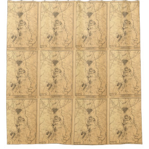 Rideaux De Douche Carte vintage du champ de bataille de Gettysburg (