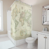 Rideaux De Douche Carte vintage du monde (1872) (En situation)