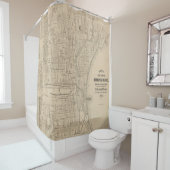 Rideaux De Douche Carte vintage Milwaukee, Wisconsin (En situation)