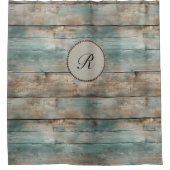 Rideaux De Douche Cartes de clôture en bois bleu rustique (Devant)