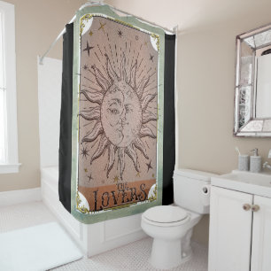 Rideaux De Douche Cartes de tarot vintage Sun & Moon Dualité Amants